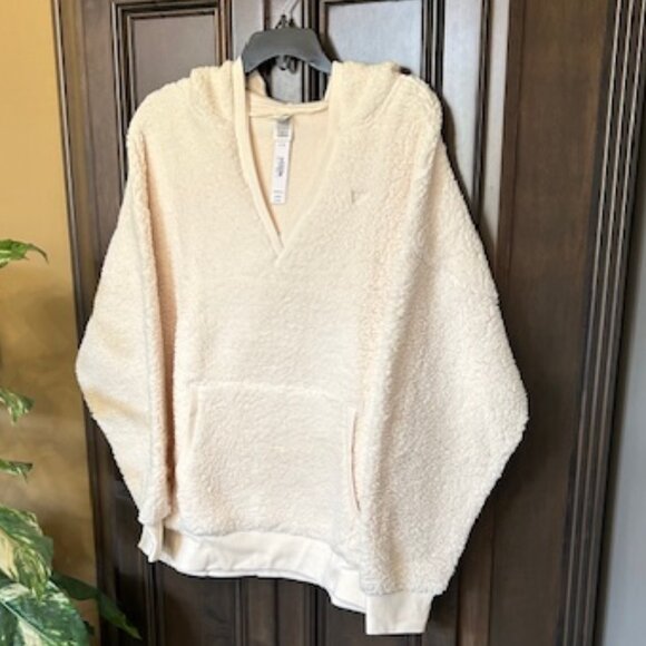 Victoria's Secret Pink Cozy Fluffy Fleece Pullover Rib Knit Cuffs & Hem Hoodie - Picture 1 of 12